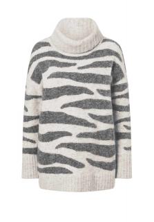 Marken-Pullover grau-beige