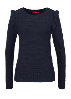Marken-Pullover mit Rüschen dunkelblau
