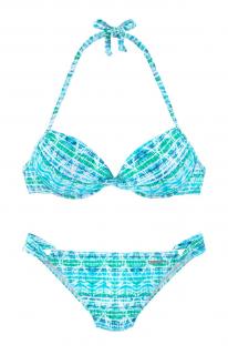 Marken-Push-Up-Bikini blau-bunt C-Cup