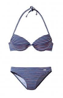 Marken-Push-Up-Bikini blau-gestreift A-Cup