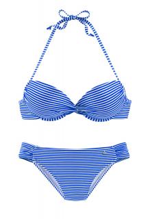 Marken-Push-Up-Bikini weiß-blau C-Cup