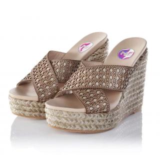 Marken-Sandalette taupe-gold