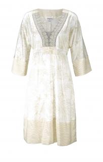 Marken-Seidenkleid mit Perlen weiß