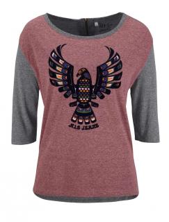 Marken-Shirt grau-rosé-melange