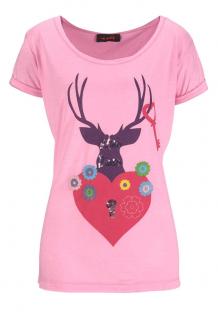 Marken-Shirt mit Pailletten pink