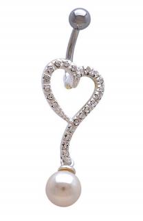 Marken-Silberpiercing mit Zirkonia silber