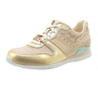 Marken-Sneaker beige-goldfarben