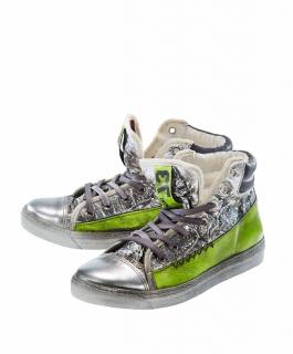 Marken-Sneaker silber-neongrün