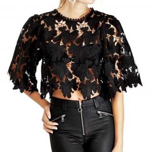 Marken-Spitzenshirt schwarz