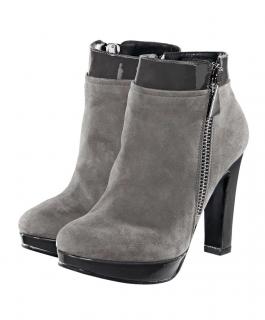 Marken-Stiefelette grau-taupe
