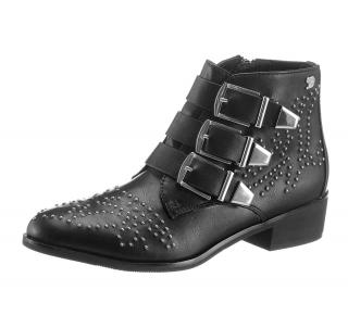 Marken-Stiefelette mit Nieten schwarz