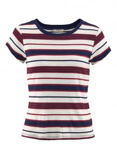 Marken-Streifenshirt rot-blau-ecru