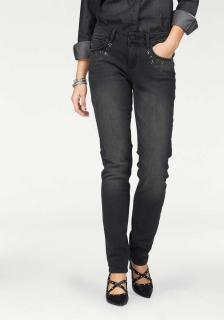 Marken-Stretch-Jeans mit Strass schwarz-used 33 inch