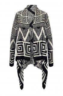 Marken-Strickjacke schwarz-creme
