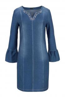 Marken-Sweatkleid im Jeanslook blau
