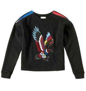Marken-Sweatshirt mit Stickerei schwarz