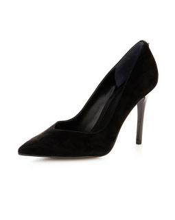 Marken-Veloursleder-Pumps schwarz