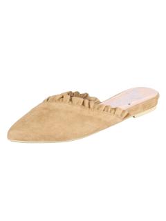 Marken-Veloursleder-Sabot beige