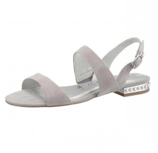 Marken-Veloursleder-Sandalette mit Perlen grau