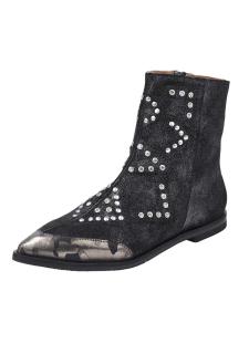 Marken-Velourslederstiefelette schwarz-metallic