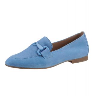 Marken-Ziegen-Veloursleder-Slipper hellblau