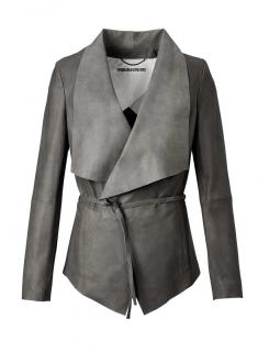 Marken-Ziegennappalederjacke grau