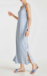 Maxi-Shirtkleid bleu-offwhite