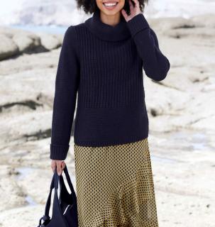 Mustermix-Rollkragenpullover marine