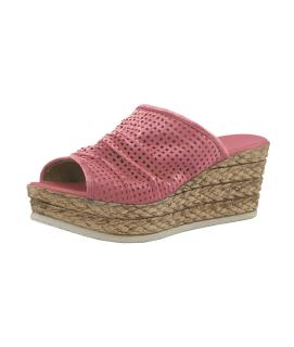 Nappaleder-Pantolette mit Lochmuster himbeere