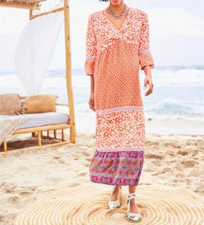 Patch-Druckkleid orange-champagner