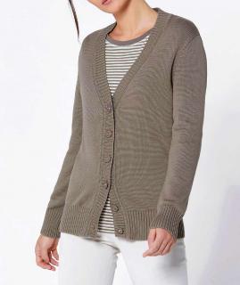 Pima-Baumwoll-Strickjacke taupe