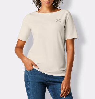 Pima-Baumwolle-Stretchshirt mit Strass champagner