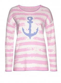 Pullover pink-ecru-blau