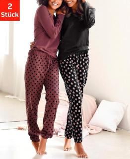 Pyjamas im Doppelpack schwarz + bordeaux