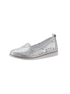 Rind-Leder-Slipper weiß-silber