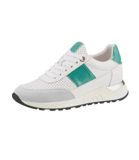 Rind-Nappa-und-Veloursleder-Sneaker weiß-grün