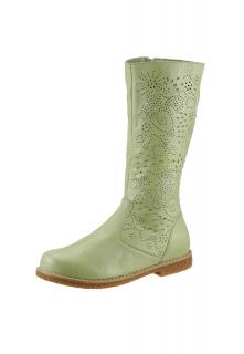 Rind-Nappaleder-Stiefel mitCut-out-Dessin schilfgrün