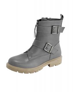 Rind-Nappaleder-Stiefelette grau