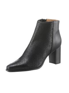 Rind-Nappaleder-Stiefelette mitLochmuster schwarz