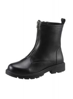 Rind-Nappaleder-Stiefelette schwarz