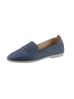Rind-Nubukleder-Slipper jeansblau