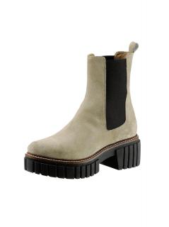 Rind-Veloursleder-Stiefelette beige