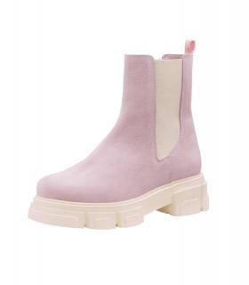 Rind-Veloursleder-Stiefelette rosé