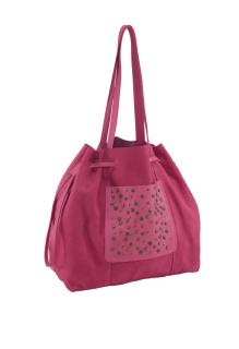 Rindleder-Handtasche mit Nieten pink
