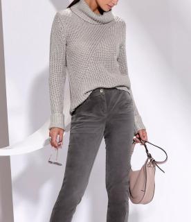 Rollkragenpullover mit Glanzgarn hellgrau