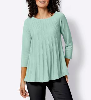 Seiden-Kaschmir-Pullover in Plissee-Optik kalkmint