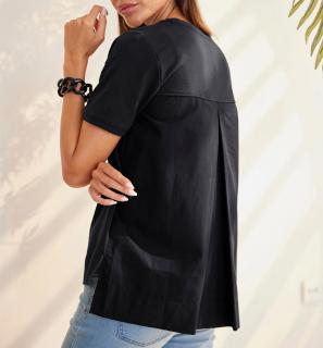 Shirt im Mix aus Sweat- und Web-Qualität schwarz