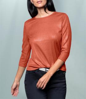 Shirt in Rippen-Optik mit Folienprint terra