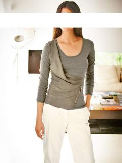Shirt mit Drapierung taupe