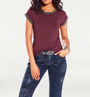 Shirt mit Perlen aubergine